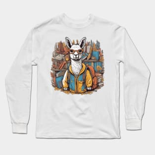 Llama back to school colourful first second grade year preschool teacher design Long Sleeve T-Shirt